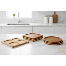 Conjunto Petisqueira em Madeira- Quadrada ou Redonda | Casa | Decoração Cozinha | Vinhos | Queijo