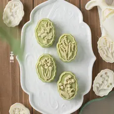 Molde para Bolo Lunar de Lírio-do-Vale de 50g, Molde de Pastelaria com Padrão 3D Prensado à Mão, Ferramenta de Confeitar