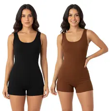 Kit 2 Macaquinhos Femininos academia Canelado Curto Anarruga Modelagem Ajustada Moda Tendência 2026
