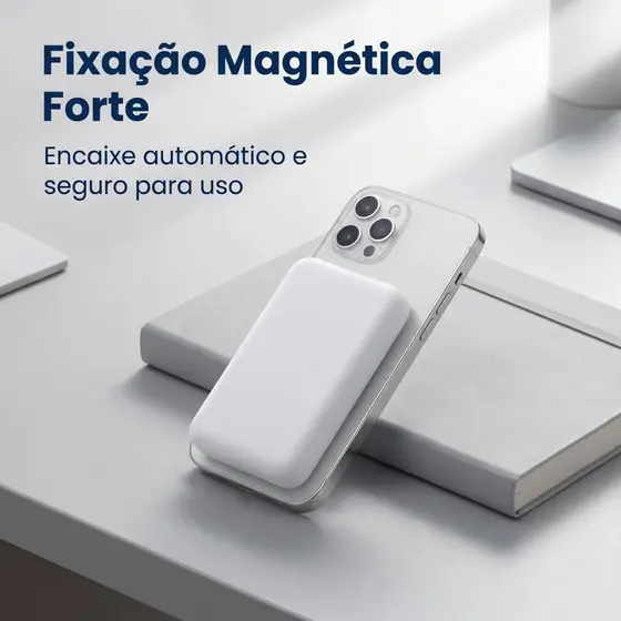 Power Bank MagSafe Portátil Sem Fio 10000mAh para iPhone / Android – Carregamento por Indução, Compacto e Rápido