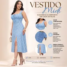Vestido Midi Floral Feminino Alça Fina Verão Leve Soltinho Casual em tamanho M-G