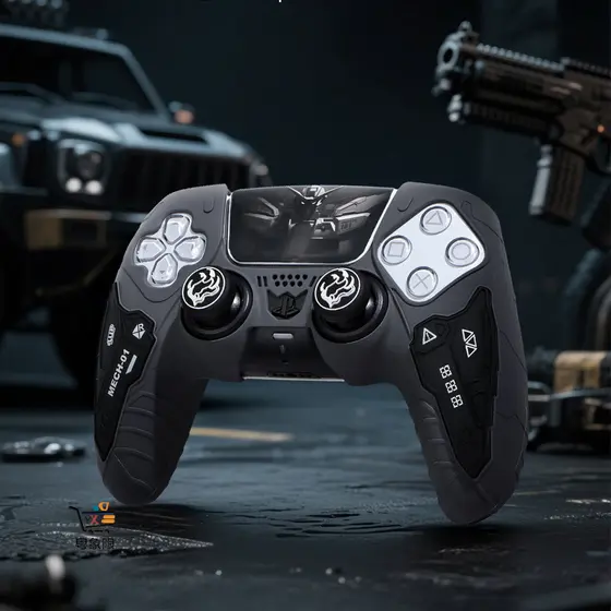 Capa de Silicone para Controle PS5｜Design Estilo Mecha Antiderrapante e à Prova de Suor｜Compatível com DualSense｜Disponí