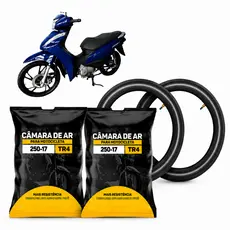 Kit com 2 Camara De Ar Para Pneu De Moto Honda Biz Dianteiro 2.50-17 Rotta