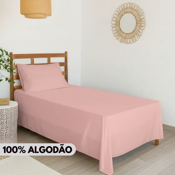 Jogo de Lençol Solteiro 3 Peças 100% Algodão Lençol com Elástico