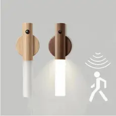 Luminaria Led Recarregável Sensor de Movimento Arandela de Madeira Minimalist Mesa Parede Magnética