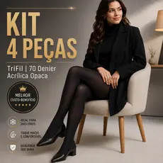 kIT 4 Meia Calça Trifil Fio 70 Acrílica Opaca Preta Inverno