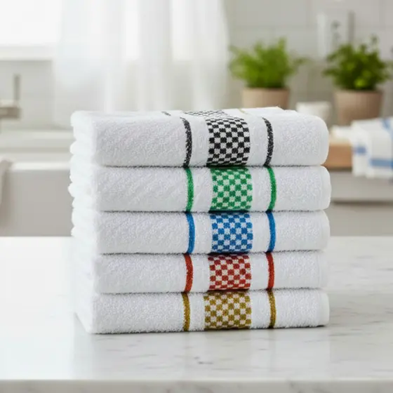 Kit 05 Panos de Prato Jacquard 45x70 Atoalhado Toalha Copa Premium Gourmet Luxo