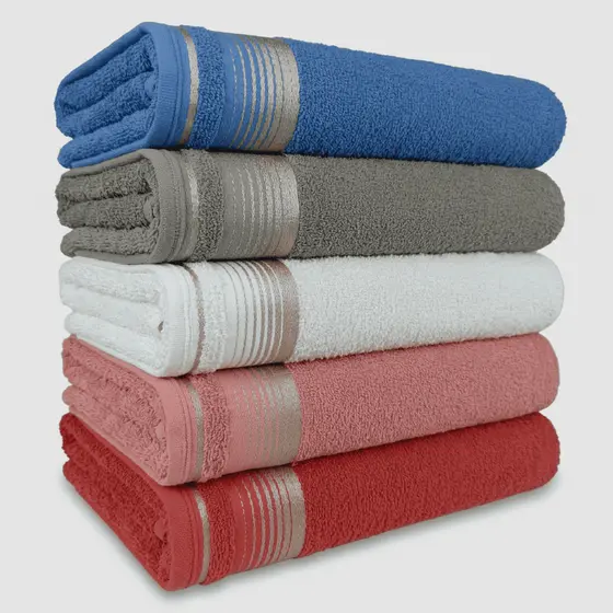 Kit 05 Toalhas de Banho Gigantes Banhão Luxo 100% Algodão 80x150cm Macias Confortáveis Clean