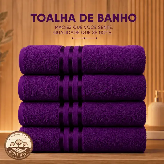 Kit 4 / 2 Toalha Banho Grande 100% Algodão 4 Unidades Felpuda Macia Confort Toque Macio Cores Sortidas