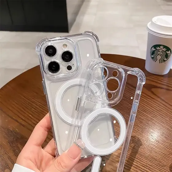 Capa Capinha Acrilico Magsafe Transparente Para iPhone 11,12,13,14,15,16,17 Pro Plus Pro Max