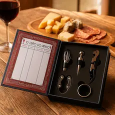 Kit Vinho Acessórios 5pçs Saca Rolhas Estojo Livro Abridor Garrafa Presente Criativo Sommelier