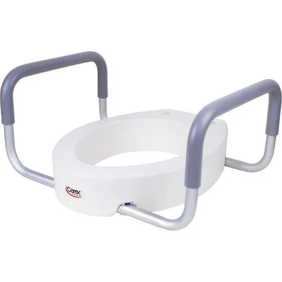 Assento Sanitário Elevado Carex com Braços, Elevador de Assento Sanitário Redondo, Capacidade de 136 kg, Assento Idoso