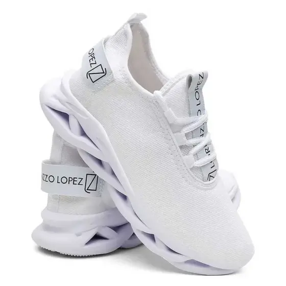 Tênis Masculino Lorenzzo Lopez Racer Branco N43 Esportivo Confortável Leve Caminhada Academia Casual