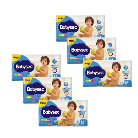 Kit com 6 Fraldas Babysec Galinha Pintadinha Ultrasec M 38 Unids Sem Gênero