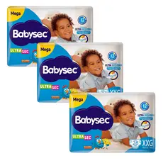 Kit com 3 Fraldas Babysec Galinha Pintadinha Ultrasec XXG 28 Unids Sem Gênero