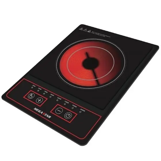 Fogareiro Infravermelho Megastar ER68 | 2000W | 8 Temperaturas | Controle LCD | Preto | 220V