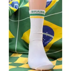 MEIAS BROW BRASIL 3 PARES VERDE AMARELO AZUL COPA 2026 SELEÇÃO CANO ALTO DE ALGODÃO