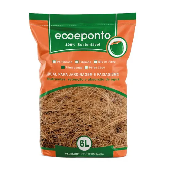 Fibra de Coco Longa 6L Sem Lavar para Jardim Artesanato Orquídea Samambaia Jiboia 100% Natural