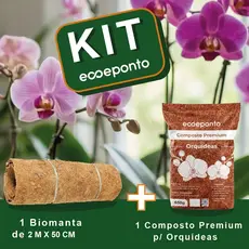 Kit Manta Fofa de Fibra de Coco 2mx0,50cm + Substrato Premium para Orquídeas 650g Jardim