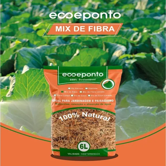 Mix de Fibra de Coco Lavada 6L Substrato Natural Hortas Plantas Ornamentais Orquídea Jardim