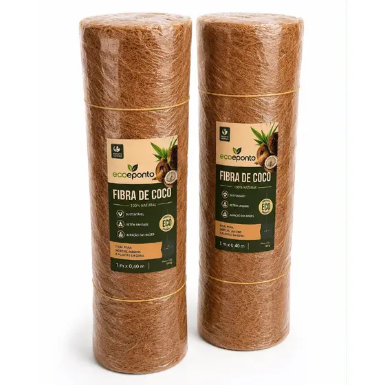 Manta Prensada de Fibra de Coco 1mx0,50cm Natural Drenagem Orquídea Jardim 100% Orgânica