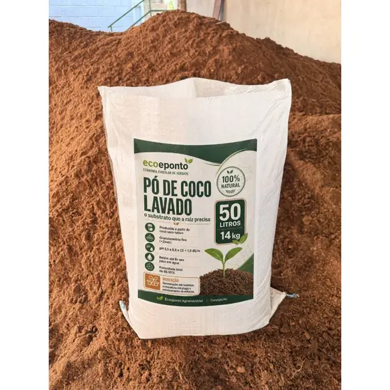 Pó de Coco Lavado e Peneirado 50L- 1 Unidade por pedido- Substrato Natural pH e EC Controlado Orquídea Mudas Hidroponia