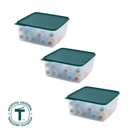 Kit com 3 Potes Herméticos Tupperware Basic Line Transparente 5L