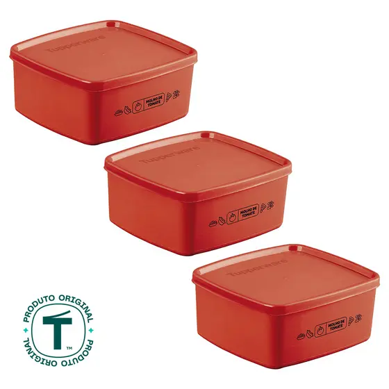 Kit com 3 Potes Herméticos Tupperware Jeitosinho Molho de Tomate 400ml