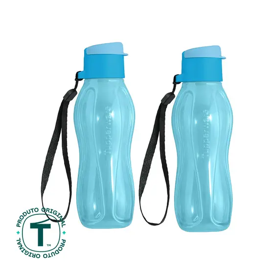 Kit com 2 Garrafas de Água Tupperware Eco Tupper Azul Claro 310ml