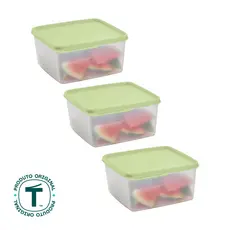 Kit com 3 Potes Herméticos Tupperware Basic Line Transparente 1,2L