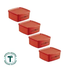 Kit com 4 Potes Herméticos Tupperware Jeitosinho Molho de Tomate 400ml