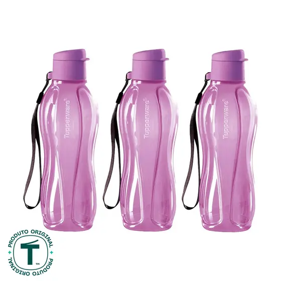 Kit com 3 Garrafas de Água Tupperware Eco Tupper Lilás 500ml