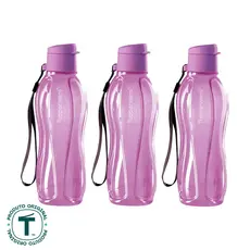 Kit com 3 Garrafas de Água Tupperware Eco Tupper Lilás 500ml