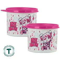Kit 2 Potes Tupper Redondinha Kids Arlequina 500ml