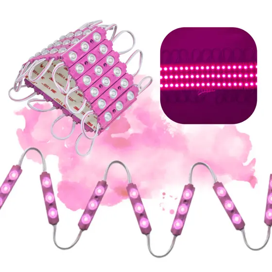 20 Módulos 3 Led Luminoso Injetado 1.5w 12v Ip67 ROSA 10/20