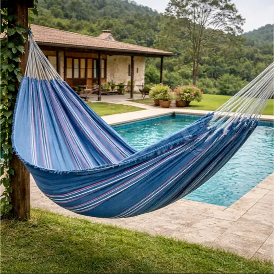 Rede De Dormir Casal Reforçada Descanso Grande Jeans Listra