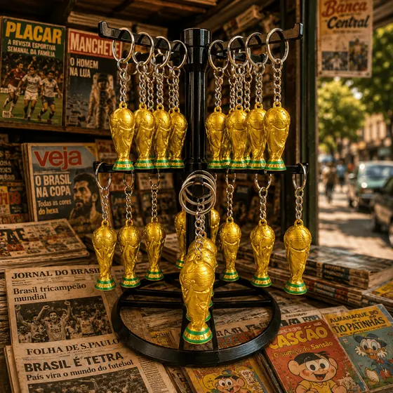 Kit Expositor De Chaveiros Copa Do Mundo Taça Troféu 28 peças Chaveiros