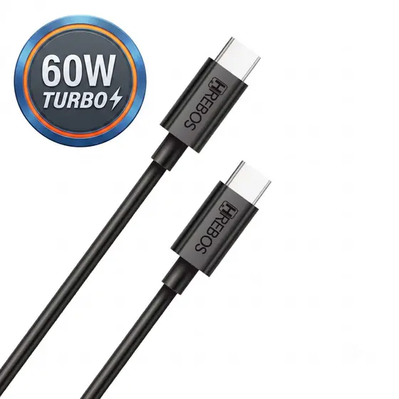 Cabo Turbo Tipo C Para Tipo C 60W Hrebos Original 1m Power Delivery Para Celular Notebook Macbook iPad CB-328C