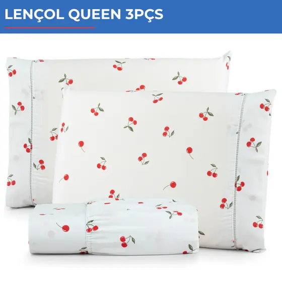Jogo De Lençol Queen 3pçs Estampado 300 Fios C/ Elástico Varias Cores