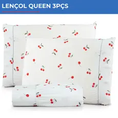 Jogo De Lençol Queen 3pçs Estampado 300 Fios C/ Elástico Varias Cores