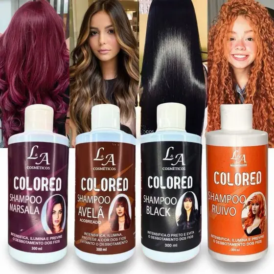 Shampoo Escurecedor Cabelos Brancos Tonalizante Preto, Avelã, Marsala Platinado Colored 100% Natural