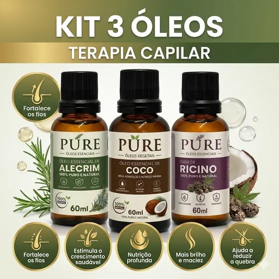 Kit de Óleo Capilar Cronograma Terapia Capilar 100% natural 60ml