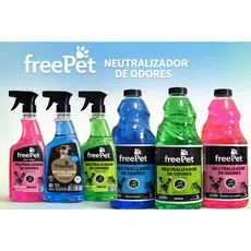 Eliminador de Odores Pet FreePet Tira Cheiro de Urina Cachorro e Gato Limpeza Canil 500ml 2L