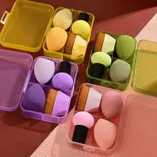 Kit maleta - 3 Esponjas de Maquiagem Pó Base Corretivo Contorno Blush -  Mini Maleta Portátil