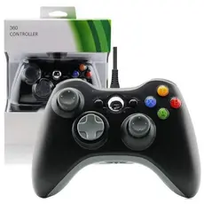 Controle com Fio USB para Xbox 360 e PC – Console Preto