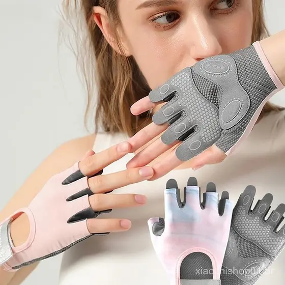 [alasuo] Luvas de fitness unissex de meio dedo, com almofadas de palma espessas, absorventes de impacto, para uso em tre