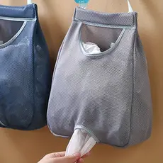 Dispensador de sacos de lixo de malha montado na parede - suporte de plástico lavável e organizador de cozinha.