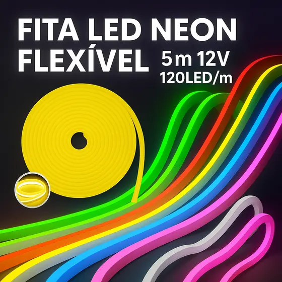 Fita Led Neon Flexível 5m 12v 120led/m Siliconada Alto Brilho