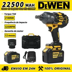 Chave de Impacto Sem Escova 2100Nm 128V 41mm Maleta e 1 Bateriar Elétrica 3 em 1 Multifuncional