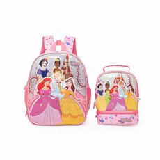 Kit Mochila Costas Lancheira Térmica Princesas Pré Escolar Menina Disney